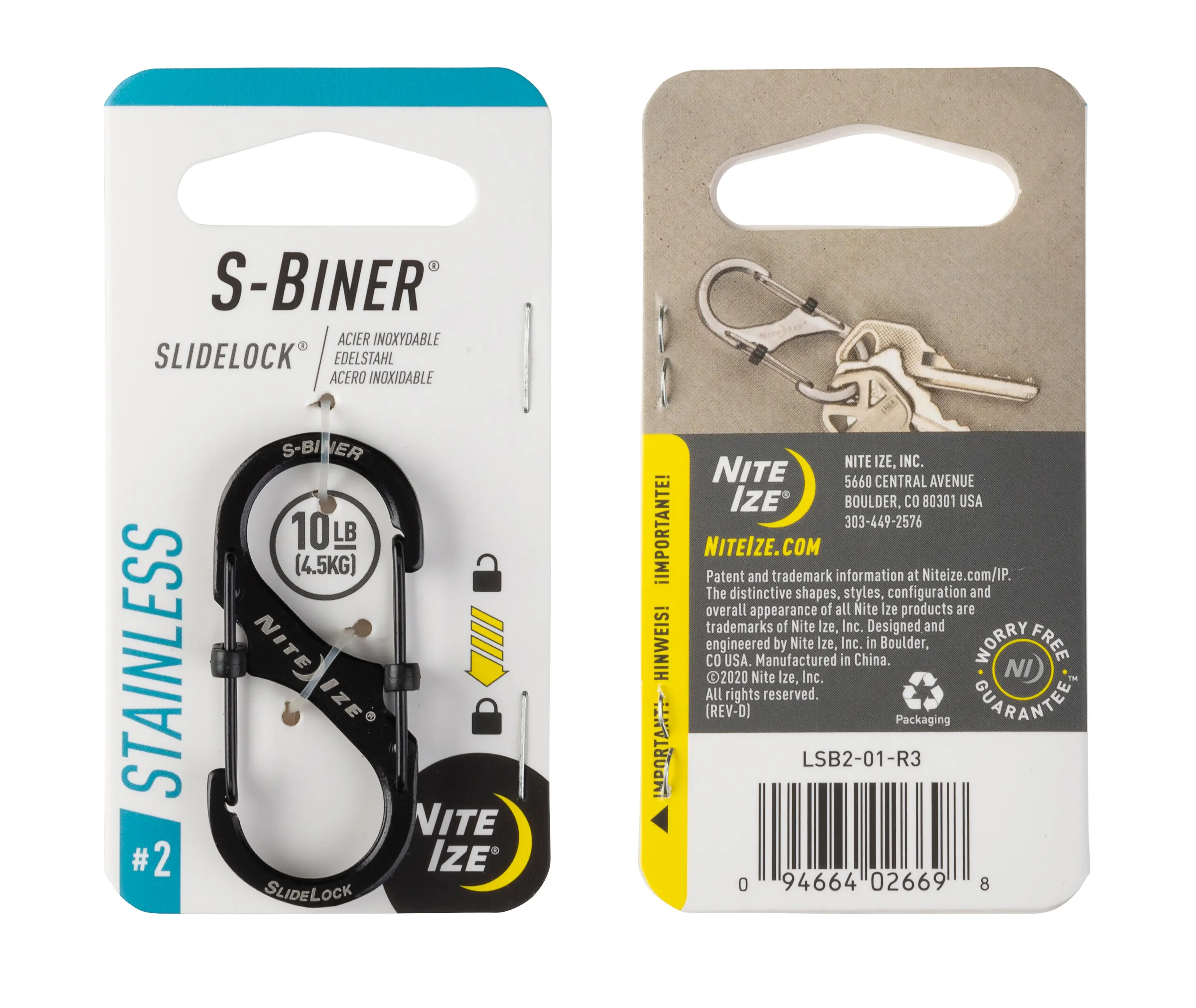 Mousqueton double S-Biner SlideLock - NITE IZE